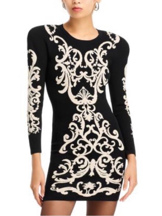 L'AGENCE Dresses & Skirts - L'AGENCE Black Dress with Cream Baroque Motif, size M